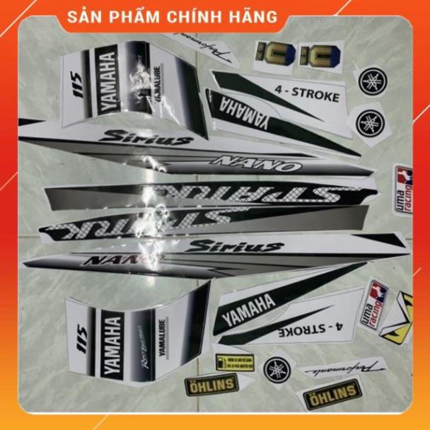 Tem sirius fi spark trắng đen cao cấp - không bay màu