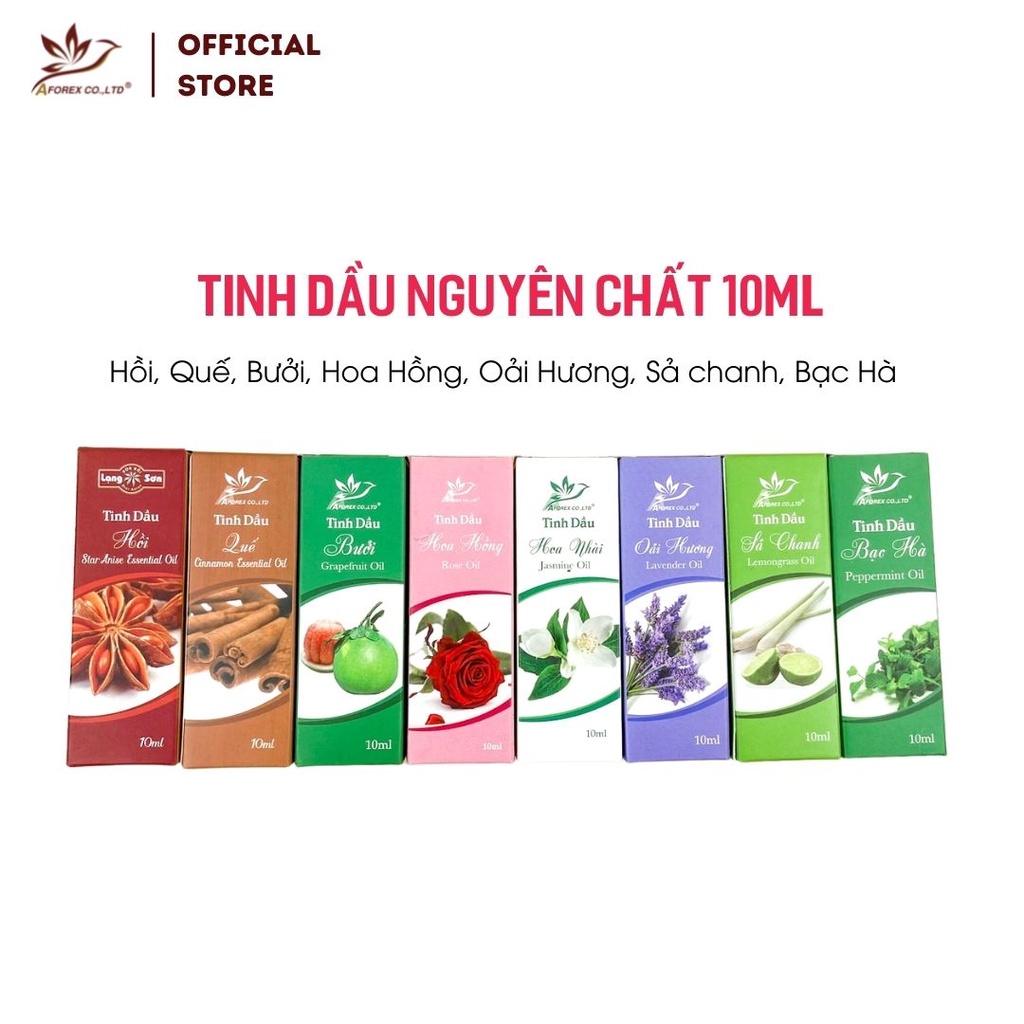 Tinh dầu Aforex Quế / Hồi / Sả chanh / Bưởi / Hoa Hồng / Hoa Nhài / Oải Hương / Bạc Hà dung tích 10ml