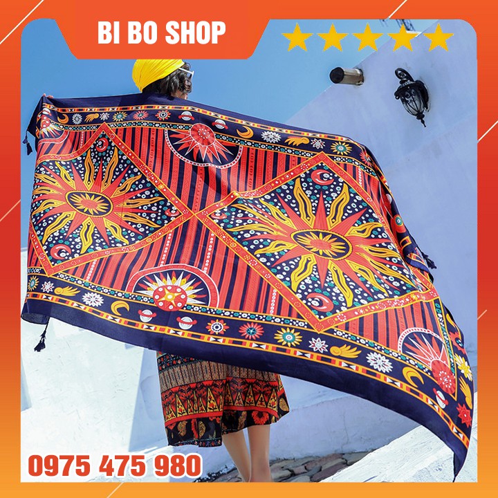 Khăn Choàng Boho Thổ Cẩm Đi Biển Chống Nắng Giữ Ấm Đa Năng Size Lớn 100x180cm