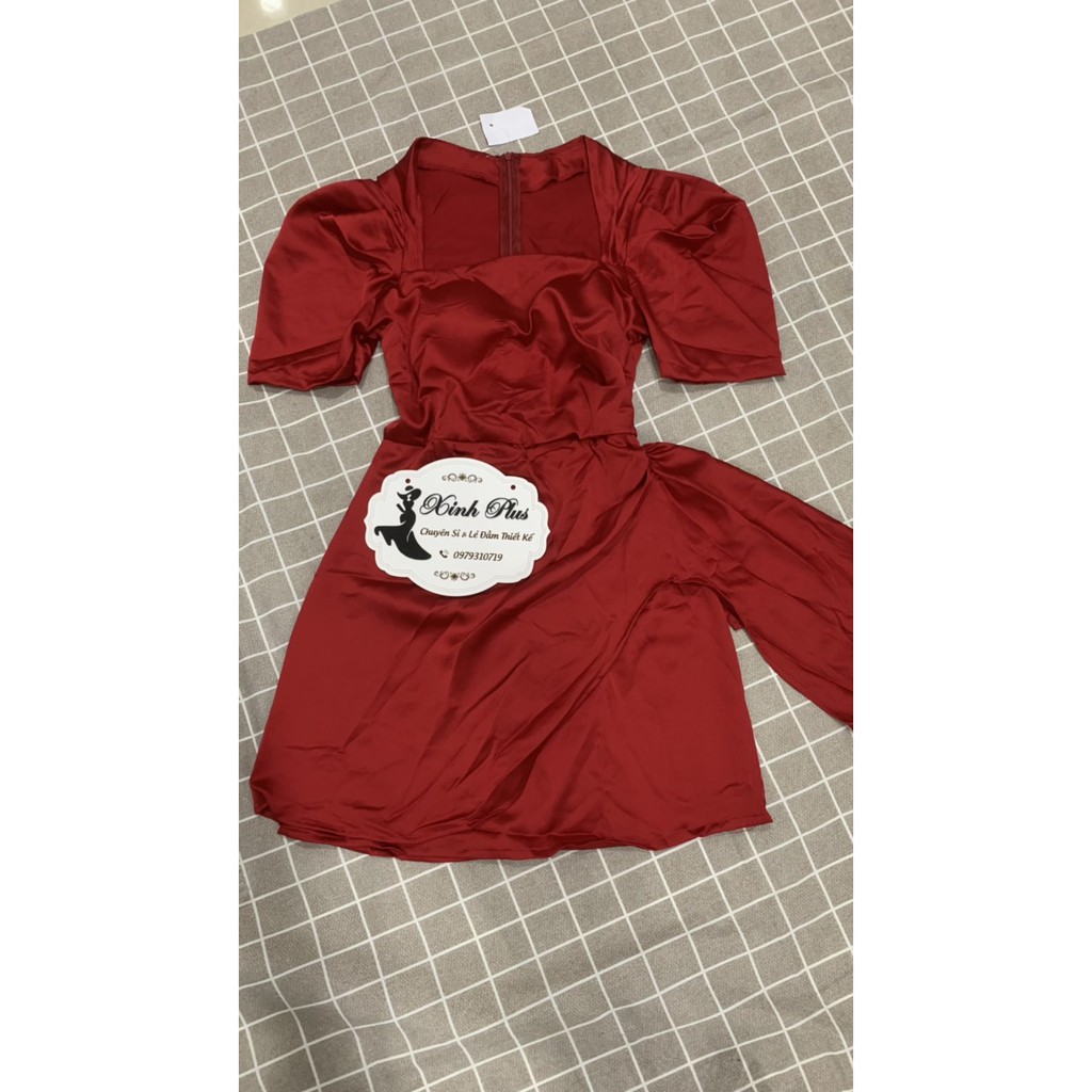 [Freeship 50K] Mẫu hottrend -Đầm Thiết Kế dự tiệc màu đỏ phối cổ ren và nơ sang trọng | BigBuy360 - bigbuy360.vn