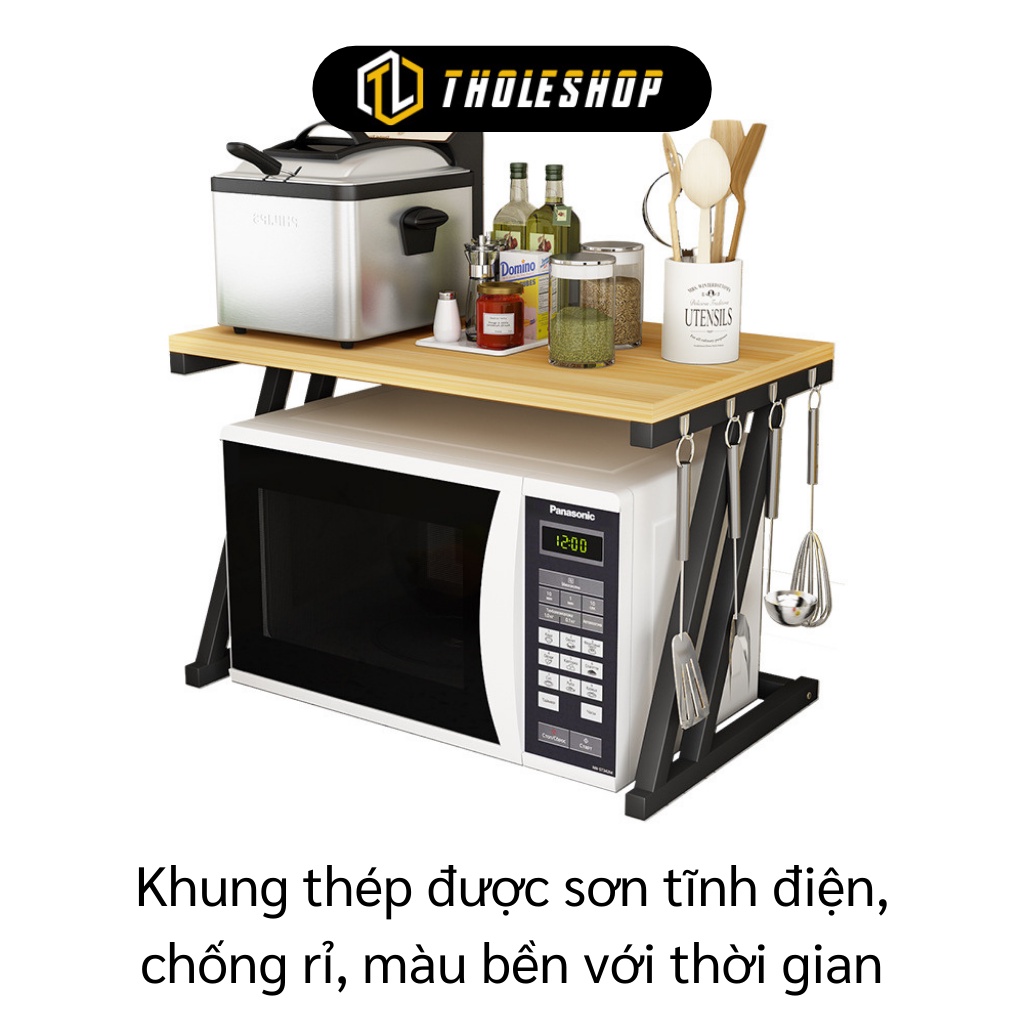 Kệ Nhà Bếp - Kệ Để Lò vi Sóng Chữ Z Sơn Tĩnh Điện Chống Ẩm, Có Móc Treo Bên Cạnh 9466