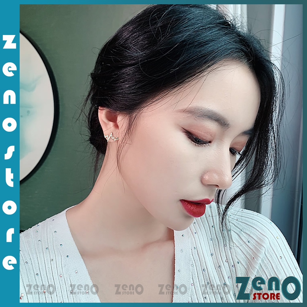 Khuyên tai  Hàn Quốc bạc Ý tia sét tình yêu, bông tai bạc S925 trẻ trung KT07