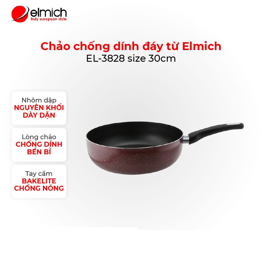 Chảo chống dính đáy từ sâu lòng cao cấp Elmich size 30cm