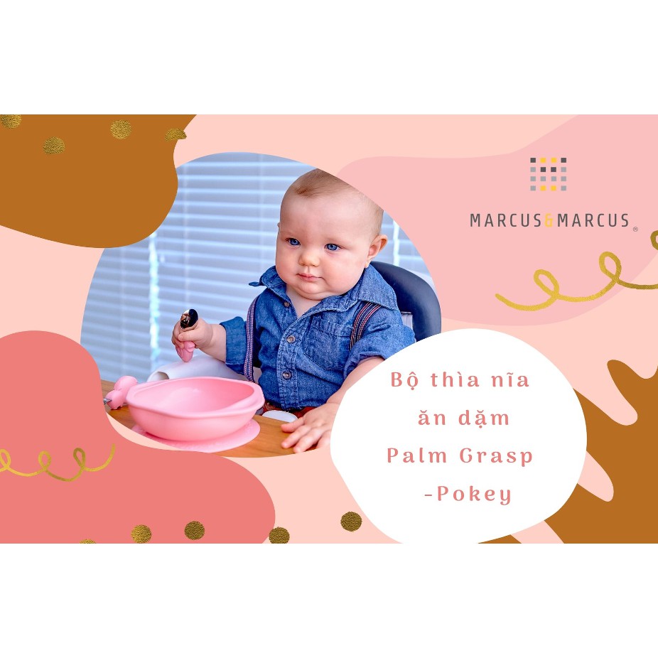 [Mã BMBAU50 giảm 7% đơn 99K] Bộ thìa nĩa tập ăn cho bé Palm Grasp Marcus &amp; Marcus, từ 18 tháng - Pokey