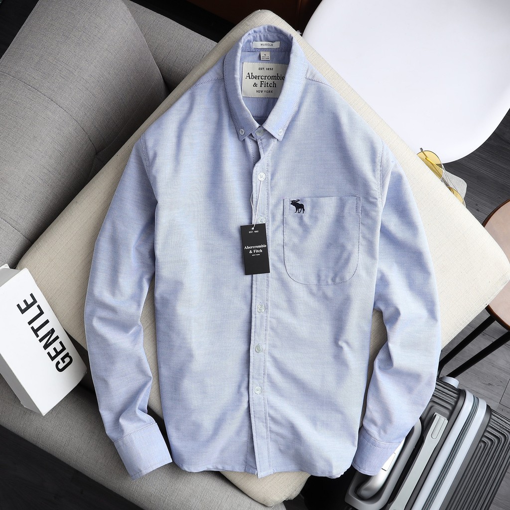 Áo sơ mi nam dài tay AB cao cấp màu XANH BIỂN vải Oxford The Men Show