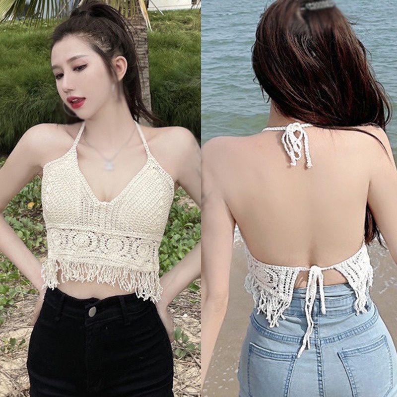 Áo Croptop Không Tay Cổ Chữ V Hở Lưng Phong Cách Quyến Rũ Dành Cho Nữ