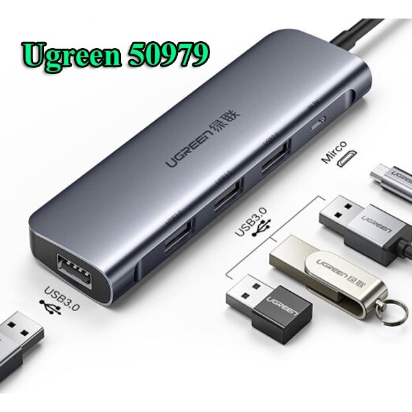 Bộ chia cổng USB Type-C sang 4 cổng USB 3.0 Ugreen 50979 - Hàng chính hãng