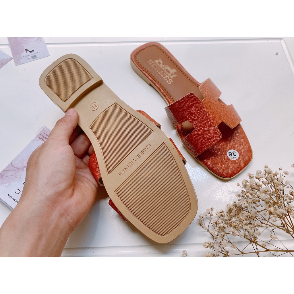 Dép lê quai ngang chữ H - HM da sấu sang và xinh xắn - 1000003