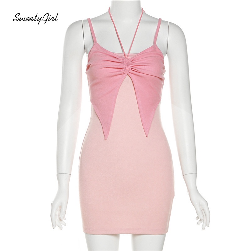 Đầm Mini Hai Dây Sát Nách Màu Trơn Thời Trang Quyến Rũ Cho Nữ 2022