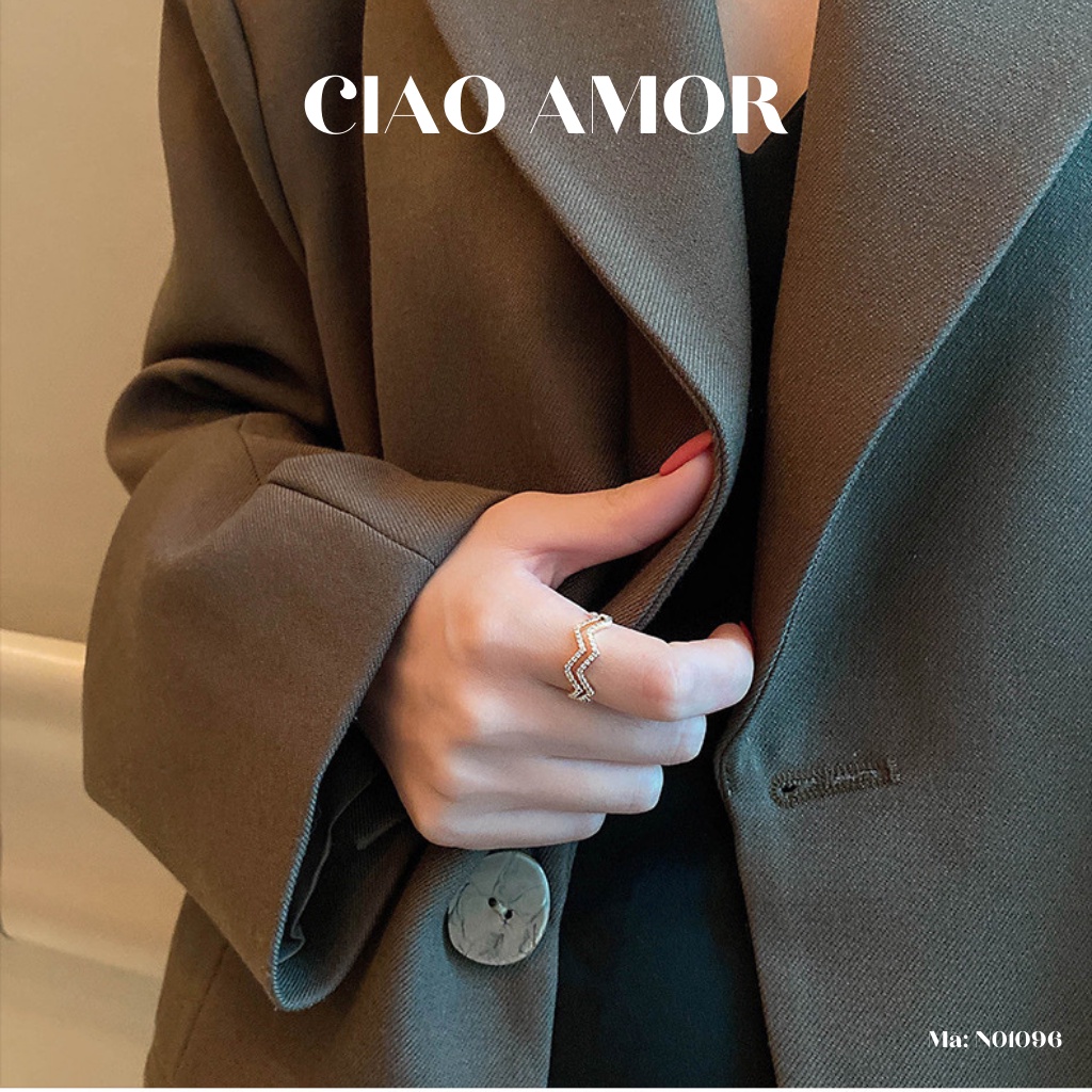 Nhẫn nữ đính đá gấp khúc sang trọng Trang sức Ciao Amor - N0196