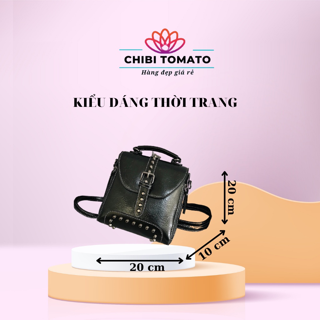 Túi xách nữ, túi ba lô nữ đi học CHIBI TOMATO thích hợp đi chơi đi học kiểu dáng thời trang da pu cao cấp