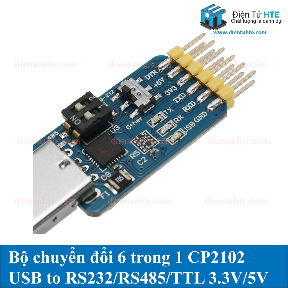 Module chuyển đổi USB sang TTL-RS232-RS485 CP2102 3v3 5V [HTE Quy Nhơn CN2]