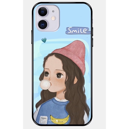 Ốp lưng iphone hình cô gái smile nhám viền đen 5/5s/6/6plus/6s/6splus/7/7plus/8/8plus/x/xr/xs/11/12/pro/max/plus/promax
