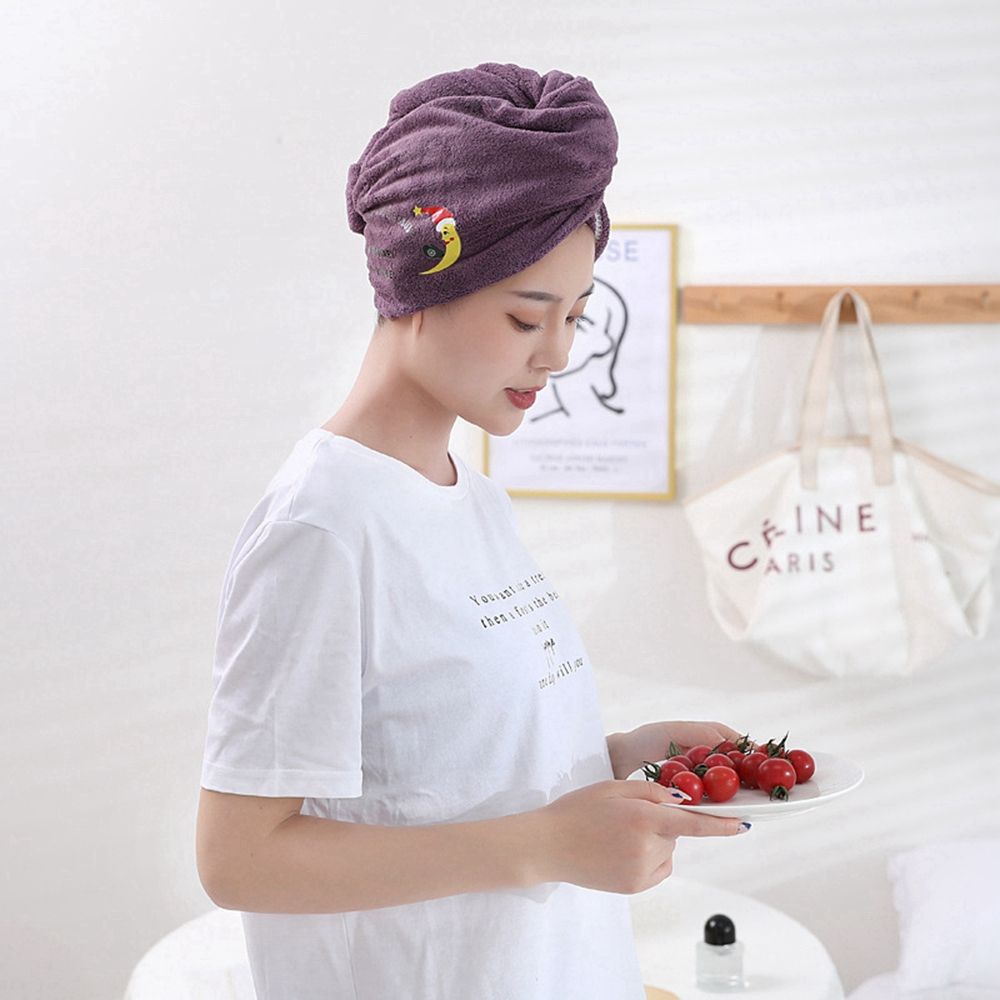 YIYU Khăn ủ khô tóc sợi vải mềm dành cho nữ dùng sau khi tắm