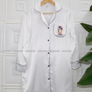 Đầm váy ngủ sơ mi chất lụa mịn mát