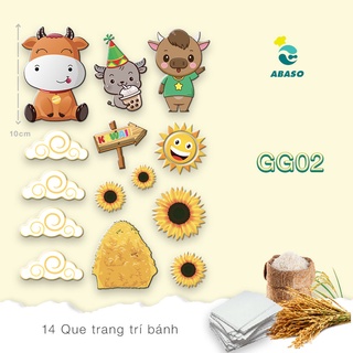 Que hoạt hình 12 con giáp trang trí bánh kem - Mẫu Con Trâu