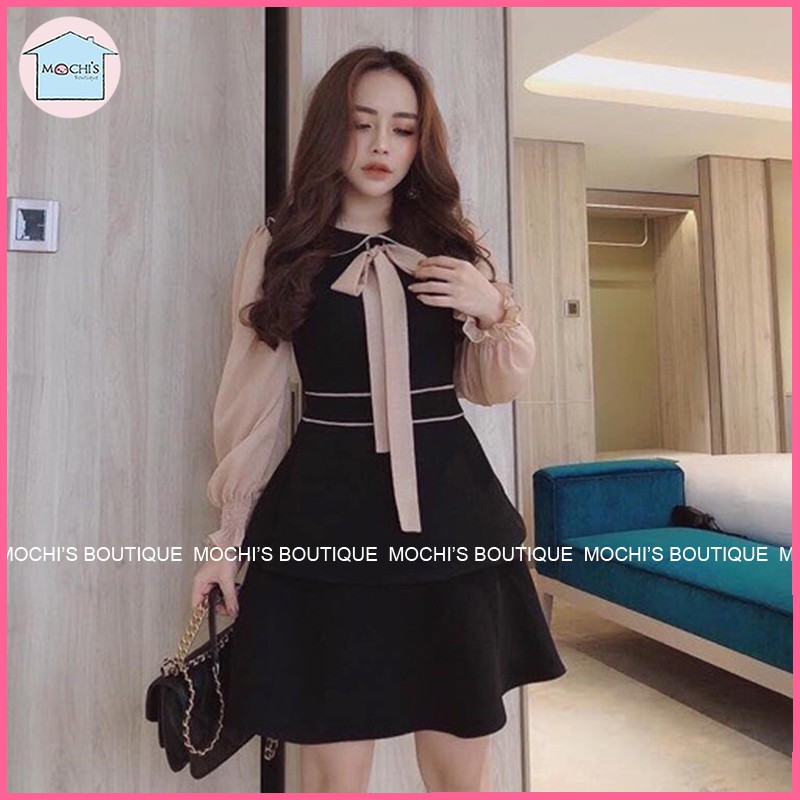 Váy tay bồng đầm dáng xòe nữ 2 tầng, mẫu váy bánh bèo nữ điệu đà, nữ tính, lịch sự, mặc đi làm đi chơi-M021