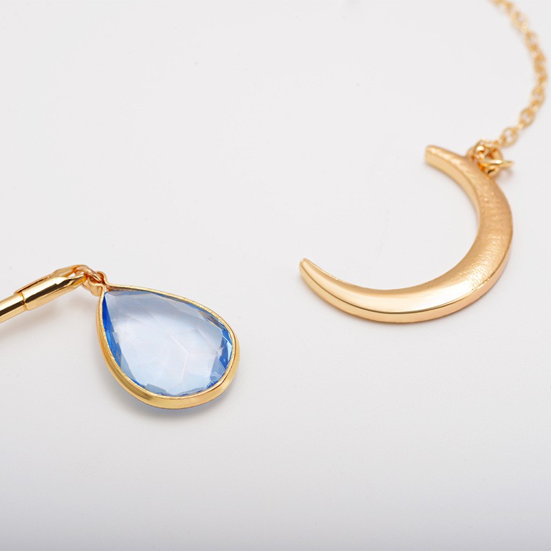Simple Stone Moon Short Pendant For Women