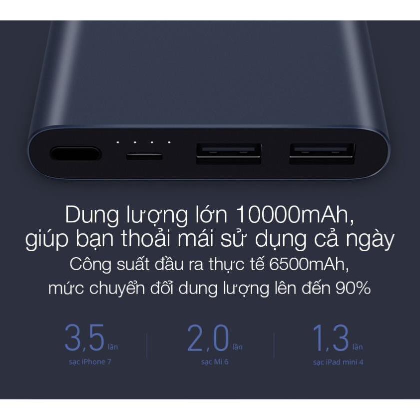 Sạc Dự Phòng Xiaomi Gen 2S Version 2018 10000 mAh 2 Cổng USB Hỗ Trợ QC 3.0 Bảo hành 6 tháng 1 đổi 1