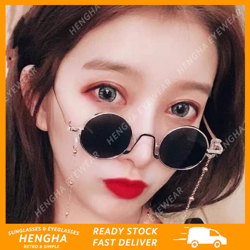 Kính Mát Gọng Tròn Bằng Kim Loại Phong Cách Hiphop Thời Trang