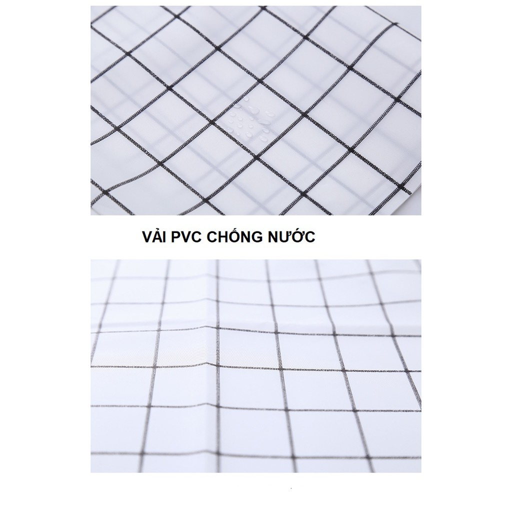 Khăn trải bàn phong cách bắc âu chống nước và dầu, chất liệu vải pvc in hình caro