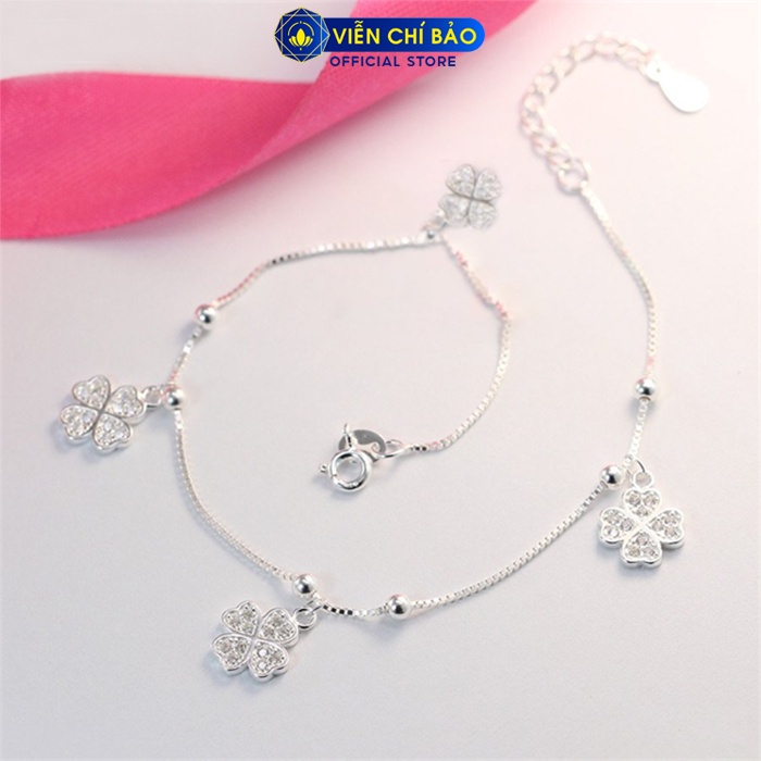 Lắc chân bạc nữ cỏ 4 lá chất liệu bạc S925 thời trang phụ kiện trang sức nữ thương hiệu Viễn Chí Bảo L400650