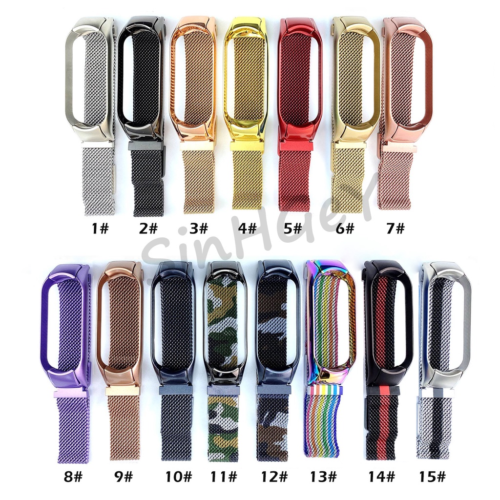 Dây Đeo Thay Thế Bằng Thép Không Gỉ Từ Tính Cho Xiaomi Mi Band 7 Mi Band 3 4 5 6