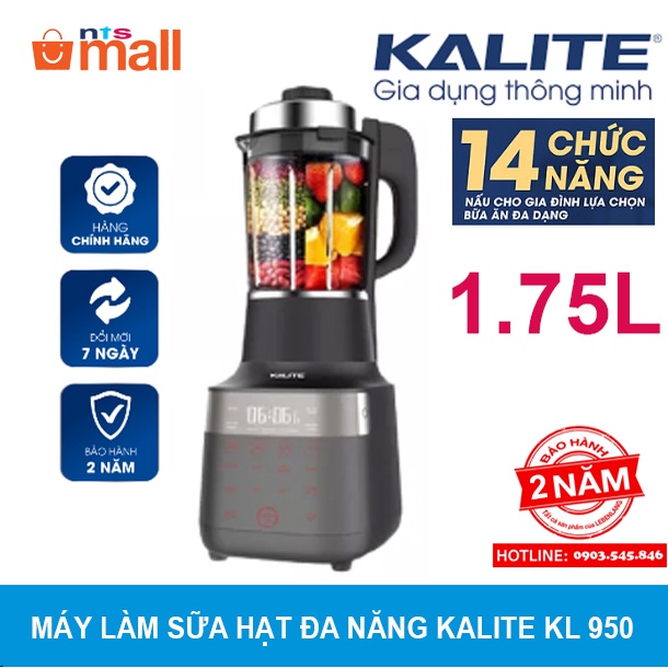Máy làm sữa hạt đa năng Kalite KL 950, công suất 2700W, 1,75L, nắp cảm biến chống trào