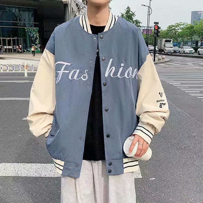 Áo khoác bóng chày dáng rộng in chữ phong cách Nhật Bản thời trang dành cho nam và nữ size M-3XL