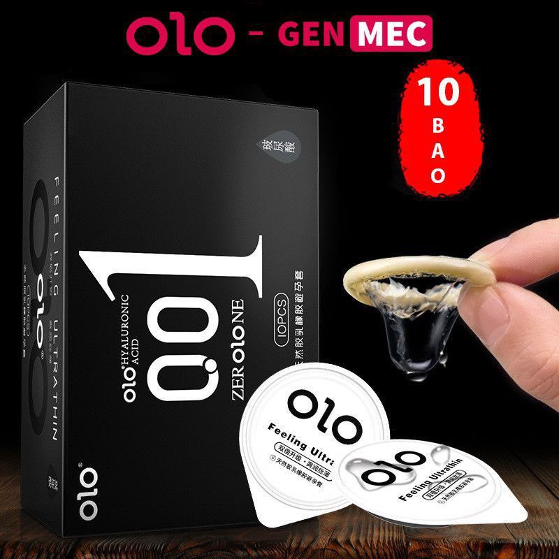 Bao cao su OLO Zero One 0.01mm SIÊU MỎNG  HƯƠNG VANI CÓ Hyaluronic Acid (HA) KÉO DÀI THỜI GIAN