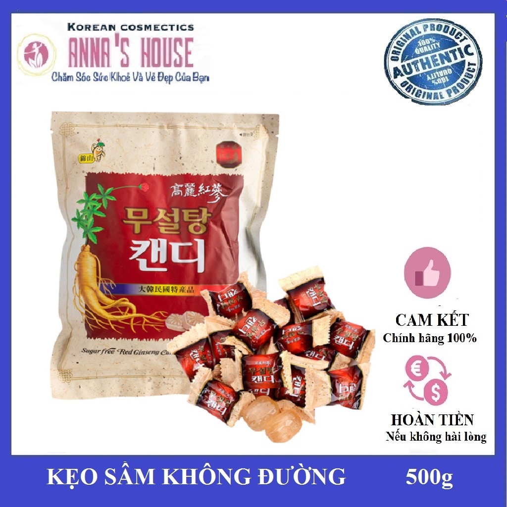 Kẹo Sâm Hàn Quốc Red Ginseng Không Đường Túi 500Gr