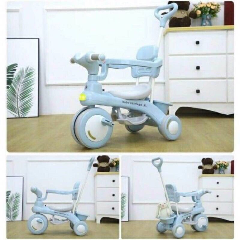 -❗❗ Xe đẩy đi bộ xe cút kít 3 bánh 618/688 có cần đẩy phát nhạc cho bé (Xanh - Hồng)