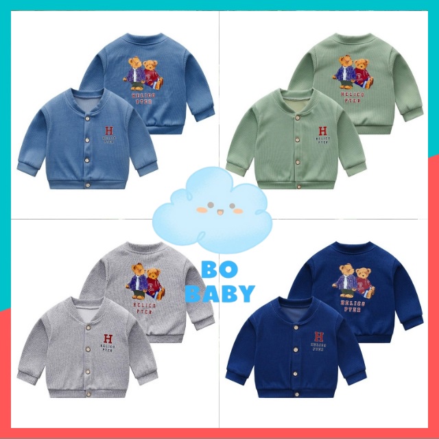 Áo Khoác Len Bé Trai, Áo Len Cardigan Dài Tay Cho Bé 2,3,4,5 Tuổi, Hình Gấu Pter Cực Ngộ Nghĩnh- BoBaby