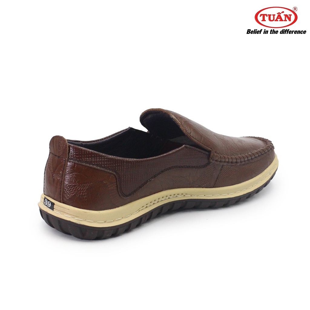 Giày da nam - giày mọi da bò tự nhiên đế cao su mềm mại thương hiệu giày Tuấn GXHU-300