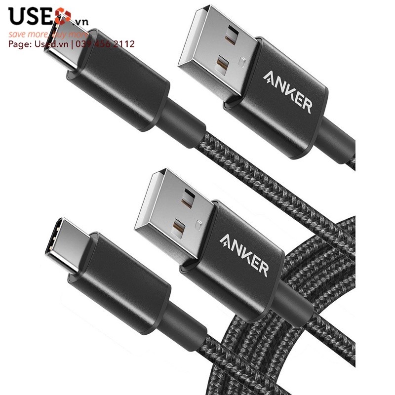 Cáp sạc nhanh Anker USB Type C 0,9m  B8173, bọc dù siêu bền Hàng không hộp