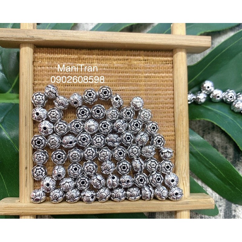 Charm Hoa sen Bạc S925 xỏ ngang