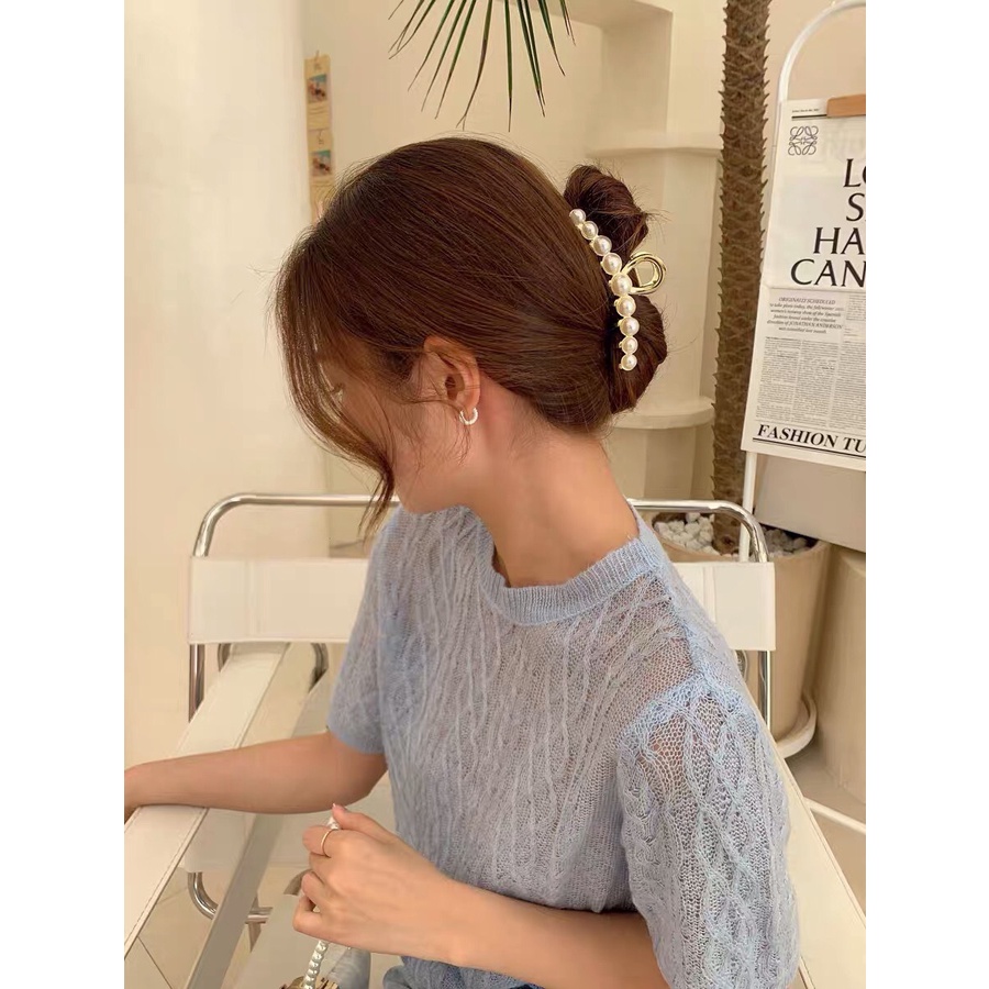 Kẹp tóc Hàn Quốc đính đá Aikimo cặp búi tóc càng cua kim loại sang chảnh xinh xắn cho nữ hottrend KD11cm