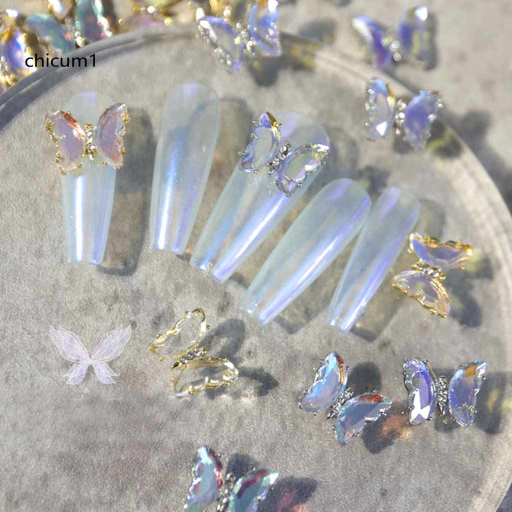 [Hàng mới về] Phụ kiện bướm đá pha lê 3D trang trí móng tay nghệ thuật nhiều màu sắc