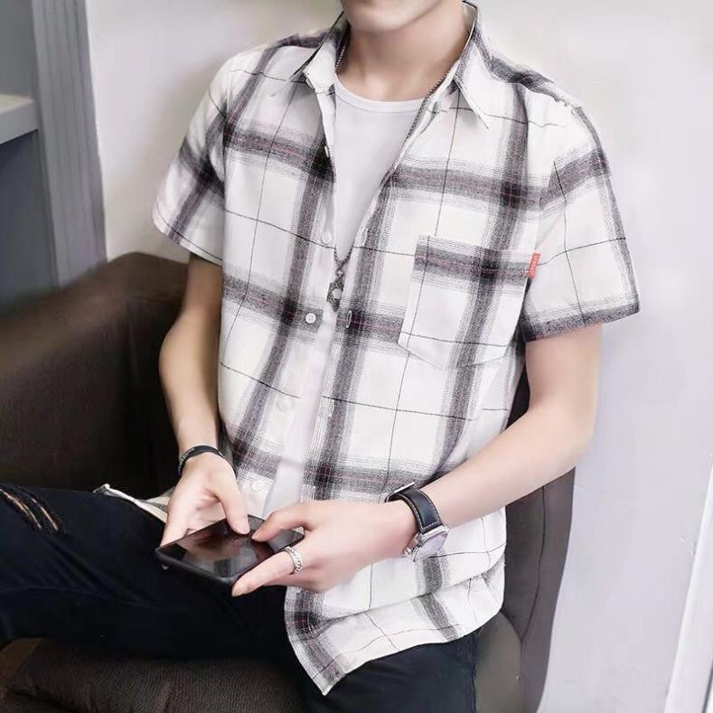 [HÀNG CAO CẤP] Áo Sơ Mi Caro Tay Ngắn Thời Trang Phong Cách Hàn Quốc Cho Nam | BigBuy360 - bigbuy360.vn