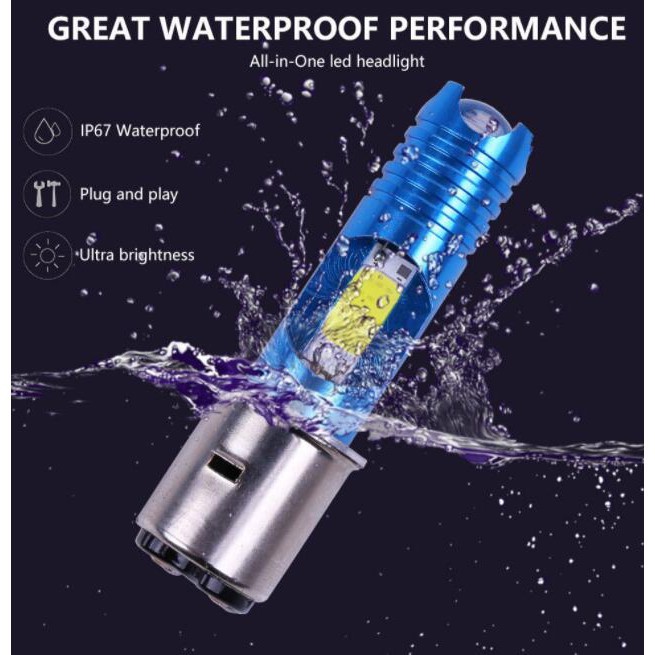 Đèn pha đa năng H4 BA20D P15D 8W trắng + RGB DC12v cho xe máy