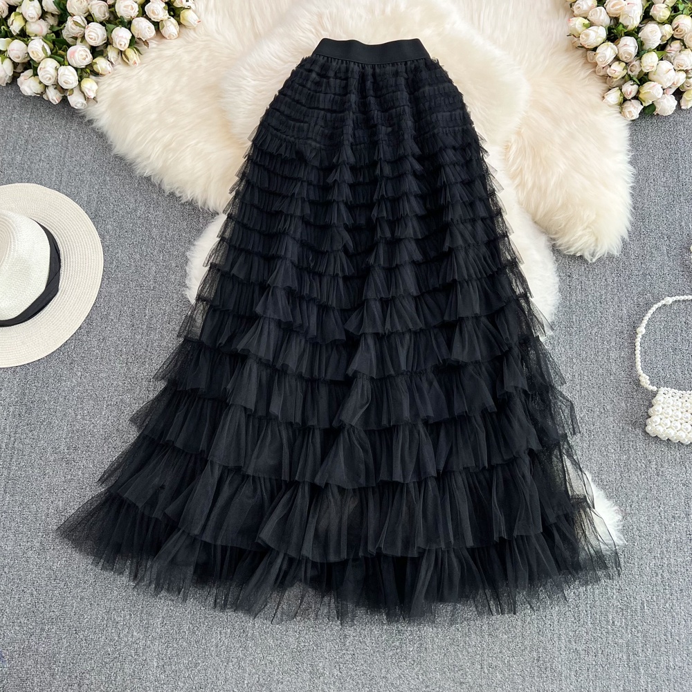 Chân Váy Lưới Xòe Xếp Tầng Midi Nữ Hàng Quảng Châu Chuẩn Form