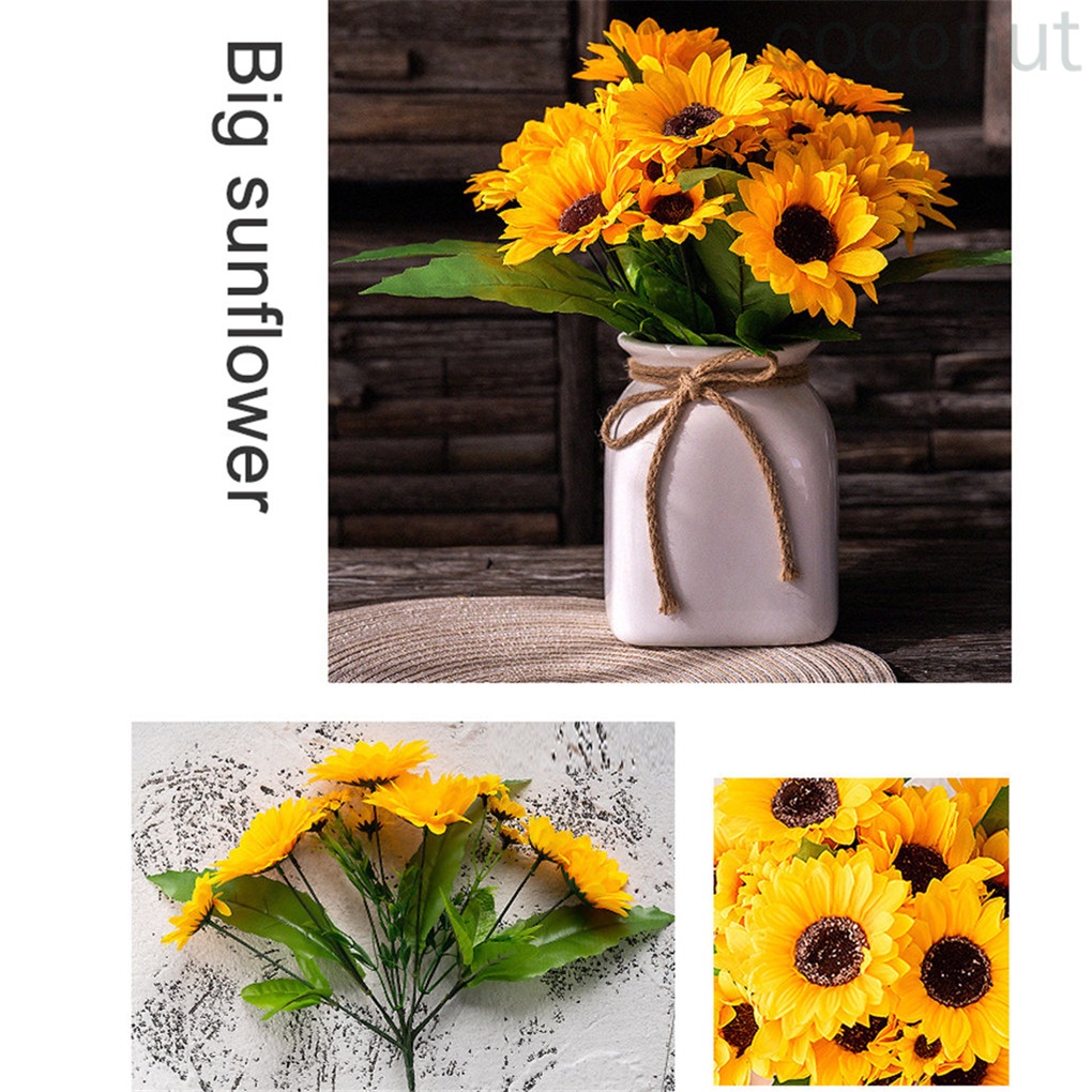 Bó hoa hướng dương nhân tạo gồm 9 bông dùng để trang trí nhà