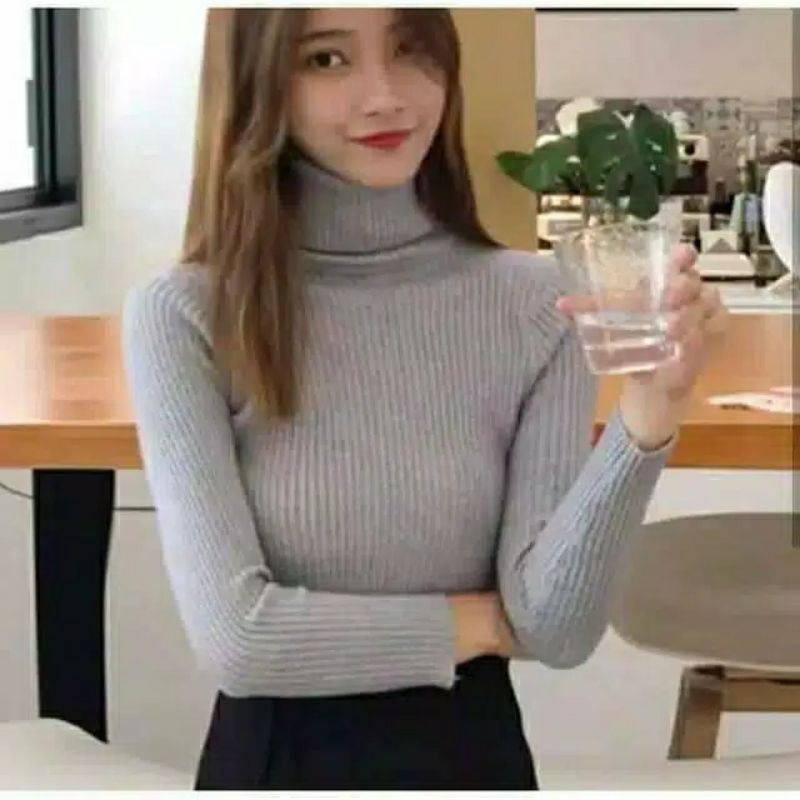 Mới Áo Sweater Dệt Kim Cổ Lọ In Hình Hoa Cúc Dễ Thương Cho Nữ