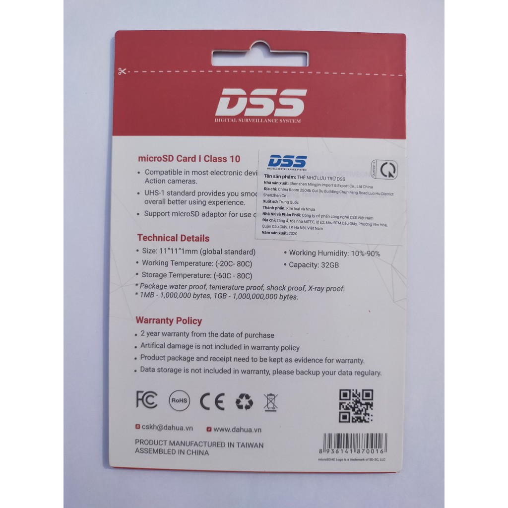 Thẻ Nhớ DSS 32gb Tốc Độ 80mp/s - Hàng Chính Hãng | BigBuy360 - bigbuy360.vn