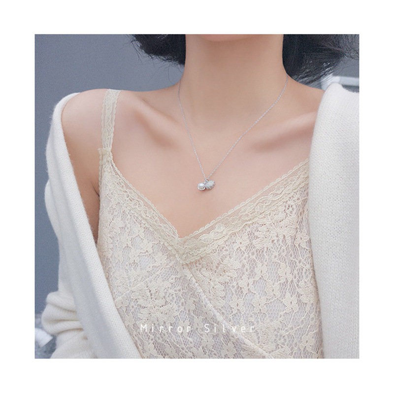 Dây chuyền ngắn mặt hình vỏ sò đính ngọc trai thanh lịch phong cách Hàn Quốc cổ điển cho nữ