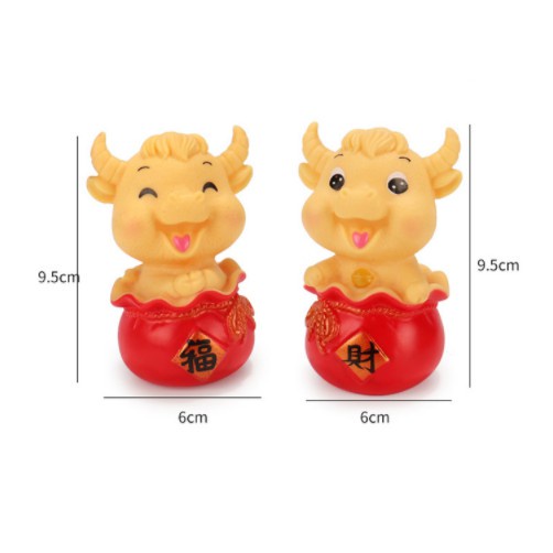 Đôi Trâu Nhựa Phụ Kiện Trang Trí Bánh