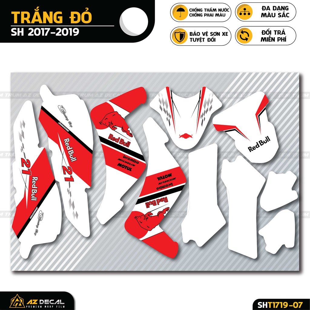 Tem Trùm SH Phong Cách Red Bull | SHT-07 | Decal Dán Dàn Áo Xe SH 2017 - 2019 - 2020 - 2021 - 2022 Cực Chất