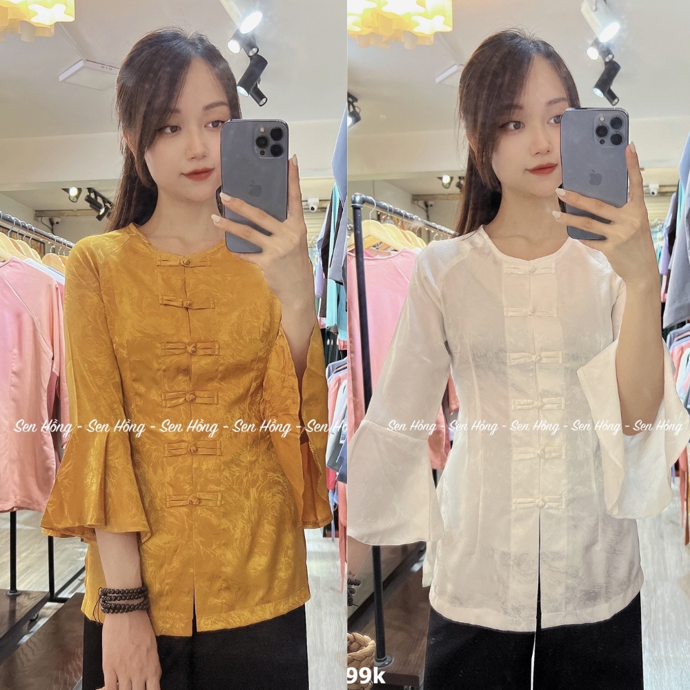 🌸 Bộ Đồ Bà Ba tay loe vải lụa tằm vân hoa hồng - đi chơi đi lễ sang chảnh, set áo bà ba lụa tay xòe rộng Kèm quần lụa t