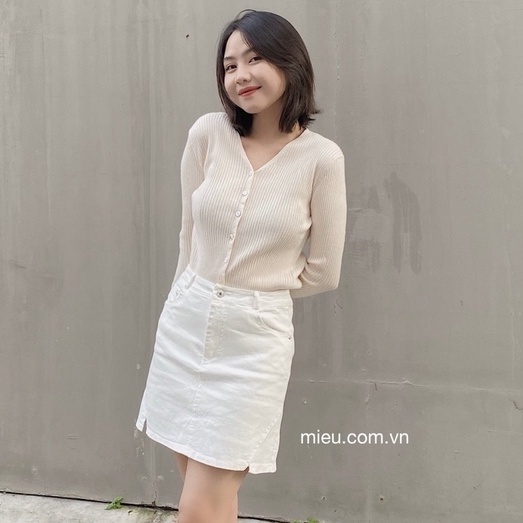 [ Miều ] Áo khoác len gân Short Sweater - 839