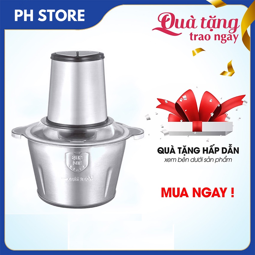 Máy xay thịt đa năng, dung tích 2L, 3L thiết kế nhỏ gọn, chân đế chống trượt, an toàn cho sức khỏe